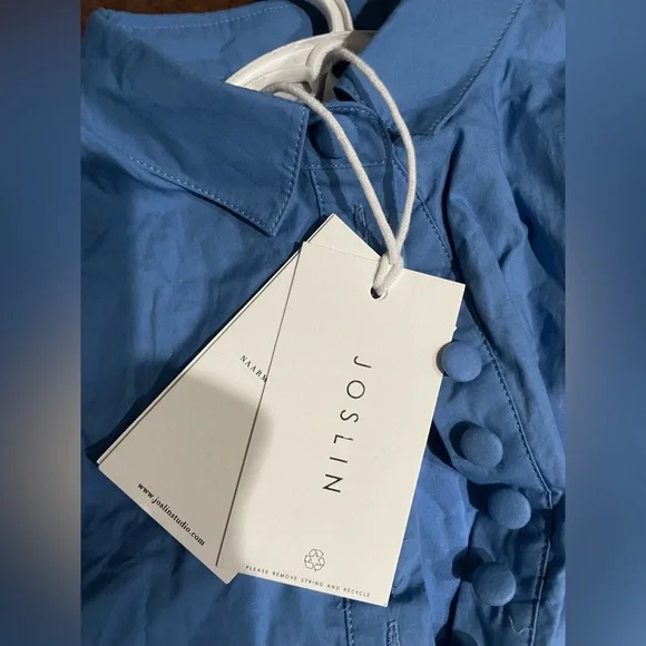 Blue Button-Up Ruffle Jumpsuit - Picture 7 of 9